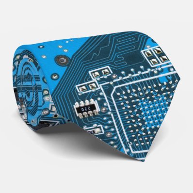 Computer Geek Circuit Board - blue Neck Tie