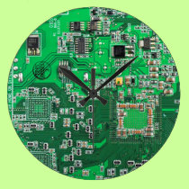 Computer Geek Circuit Board - green wall clocks