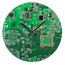 Computer Geek Circuit Board - green Clocks