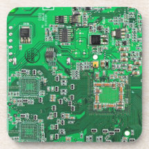 Computer Geek Circuit Board - green Drink Coaster