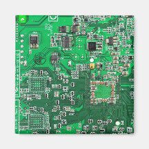 Computer Geek Circuit Board - green Magnets