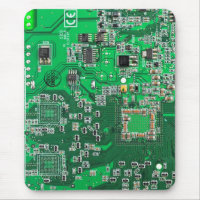 Computer Geek Circuit Board - green Mousepads