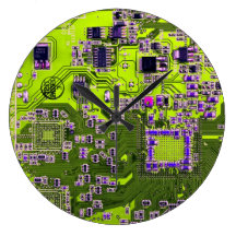 Computer Geek Circuit Board - neon yellow Wallclock