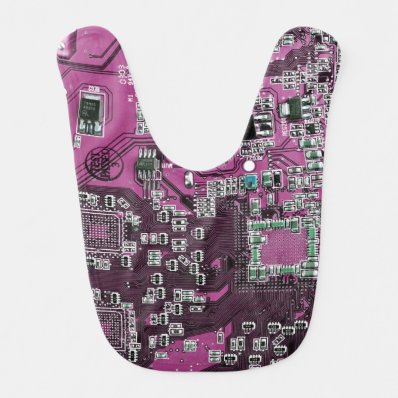 Computer Geek Circuit Board - pink purple Bibs