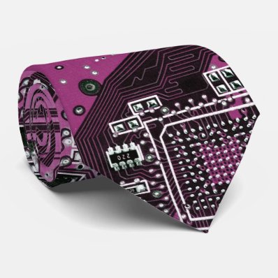 Computer Geek Circuit Board - pink purple Neck Tie
