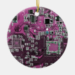Computer Geek Circuit Board - pink purple Christmas Ornament
