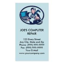 computer geek guy  laptop network cable business card