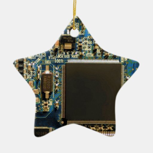 Computer Hard Drive Circuit Board blue Ornaments