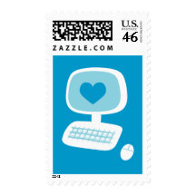 Computer Heart Postage Stamp