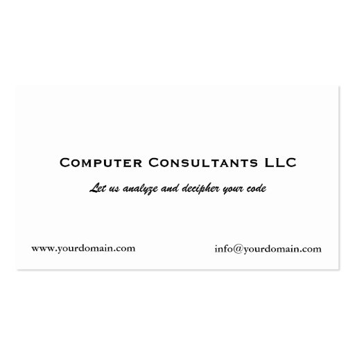 Computer Help B/W Business Card Templates (back side)