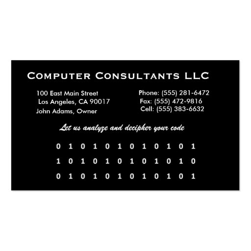Computer Help B/W Business Card Templates (front side)