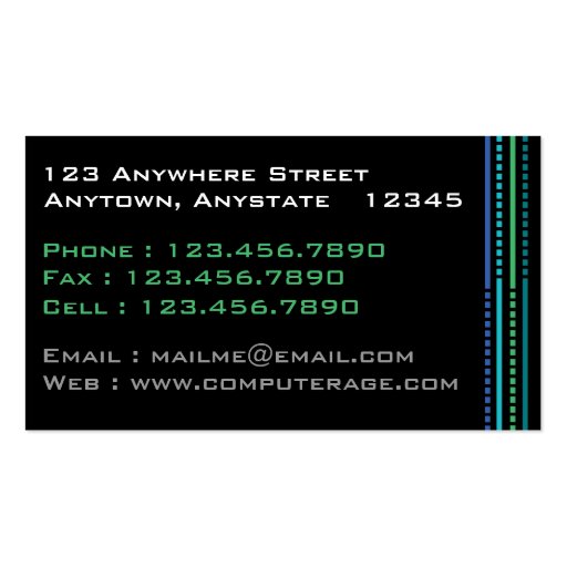 Computer Industry Business Card (back side)