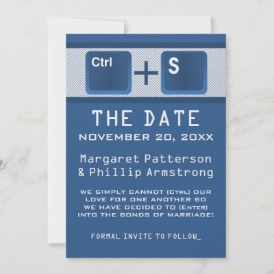 Computer  Pictures on Computer Key Control Save The Date  Blue Custom Invites From Zazzle