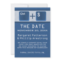 Computer Key Control Save the Date, Blue Custom Invites