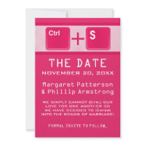 Computer Key Control Save the Date, Pink Personalized Announcements