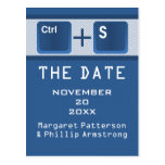 Computer Key Control Save the Date Postcard, Blue