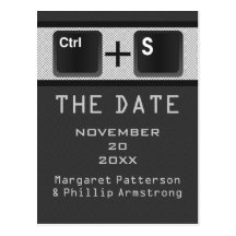 Computer Key Control Save the Date Postcard, Gray
