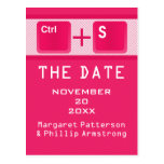 Computer Key Control Save the Date Postcard, Pink