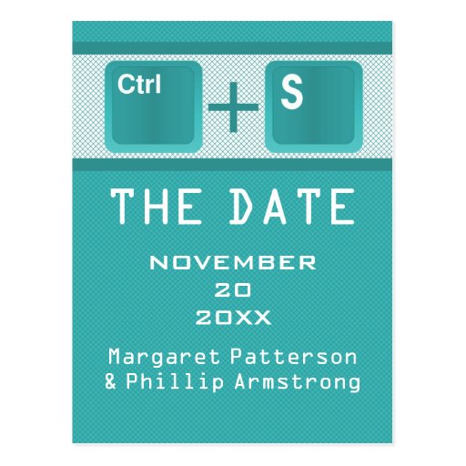 Computer Key Control Save the Date Postcard, Teal