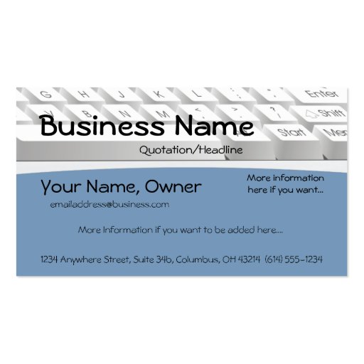 Computer Keyboard Design 2 Business Card (front side)