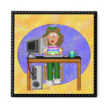 Computer Lady Refrigerator Magnets