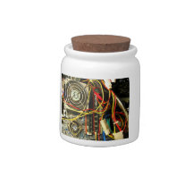 Computer mainboard electronics closeup candy jar