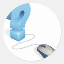 Computer mouse and question mark concept stickers