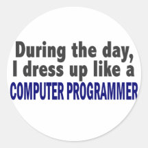 Computer Programmer During The Day Round Sticker