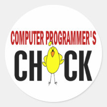 Computer Programmer’s  Chick Round Sticker