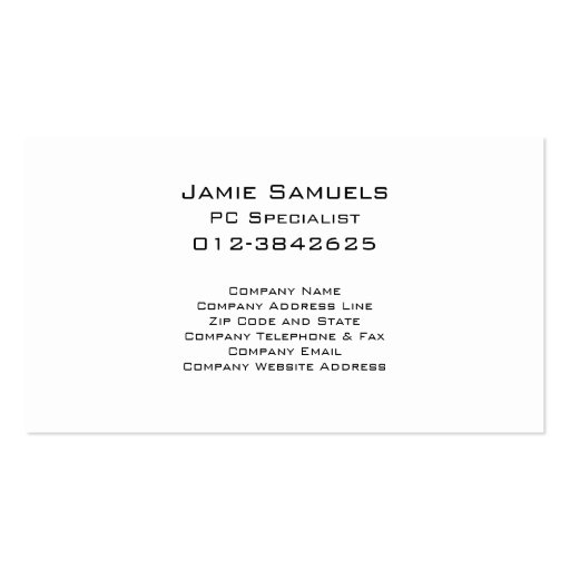 Computer Repair Business Card Electronic Circuits (back side)