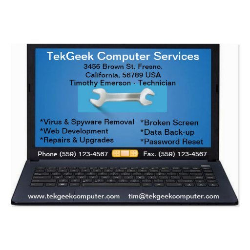 Computer Repair & Services Business Card (front side)