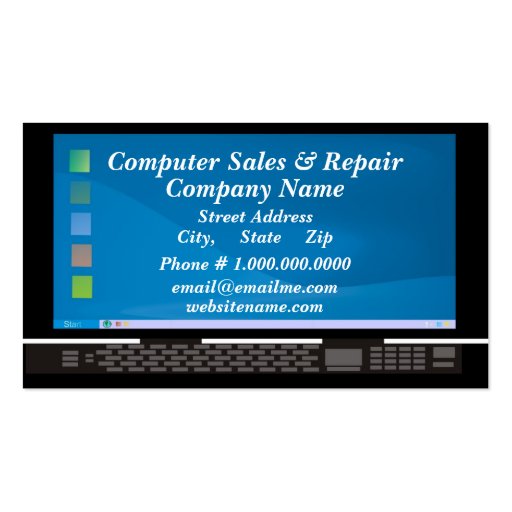 Computer Sales & Repair Business Card Template (front side)