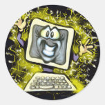Computer Shock Round Stickers