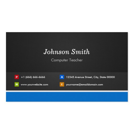 Computer Teacher - Professional Customizable Business Cards