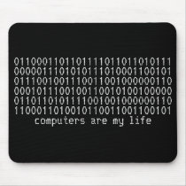 "computers are my life" binary mousepad by Binary_Babe "computers are my life" binary mousepad
