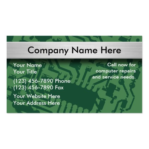 Computers Repair Business Cards (front side)