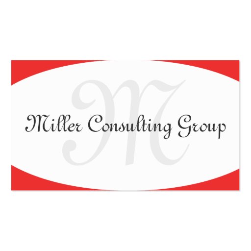 Concave Monogram Red Business Cards