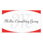 Concave Monogram Red Business Cards