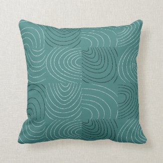 Concentric Ovals Blue-Green Patchwork Pillow