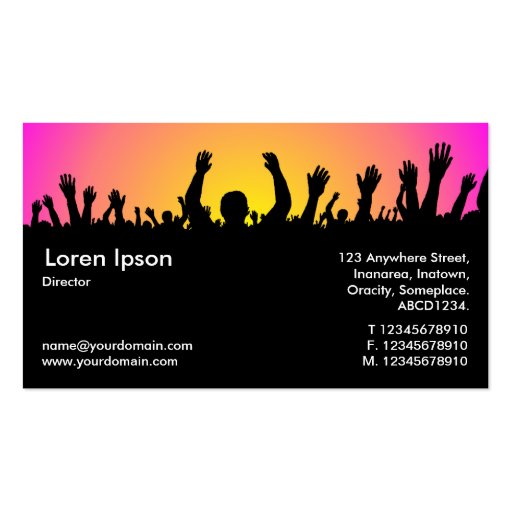 Concert - Black, Yellow & Magenta Business Card Template (back side)