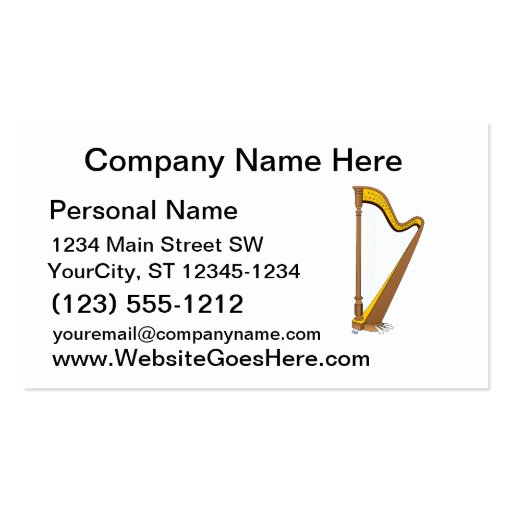 Concert Pedal Harp Graphic Design Business Card Templates (front side)