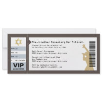 Concert Ticket Bar Mitzvah Invitation in Brown