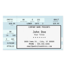 concert ticket business cards