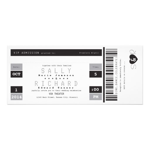 Concert Ticket Invitation Black White and Gray