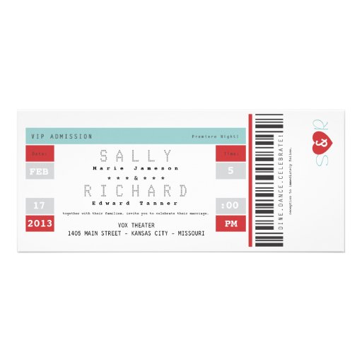 Concert Ticket Invitation in Red and Aqua