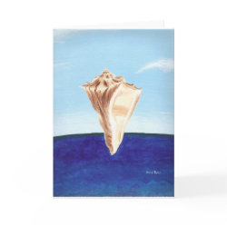 Conch seashell and ocean greeting card card