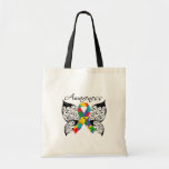 Conciencia de la mariposa del tatuaje - autismo bolsa lienzo