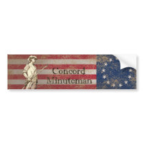 Concord Minuteman and 1776 US Flag Bumper Sticker