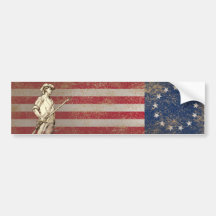 Concord Minuteman with Batsy Ross Flag Bumper Sticker