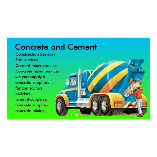 Concrete and Cement Mixer Business Card (front side)
